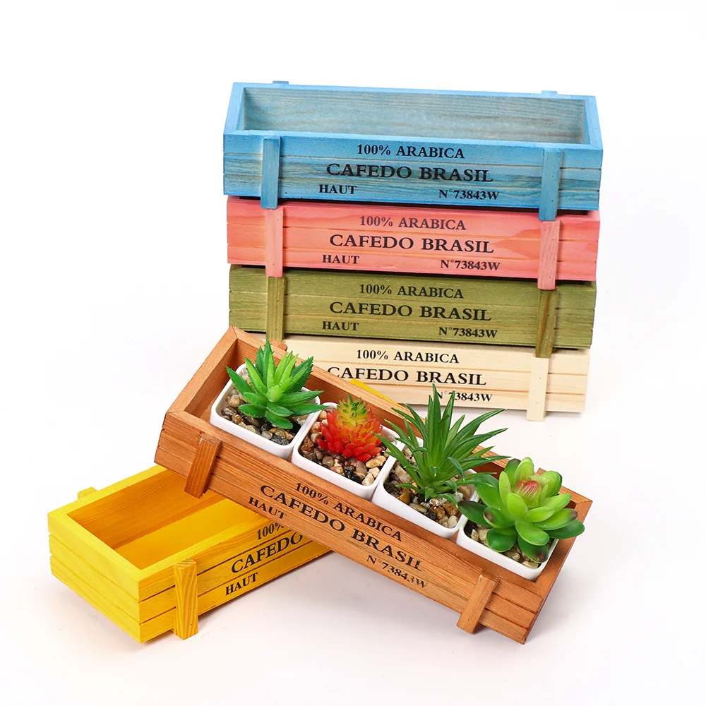 Maceta de madera Natural para decoración de jardín, cajas de suculentas rectangulares, cajas Vintage, herramientas para el hogar