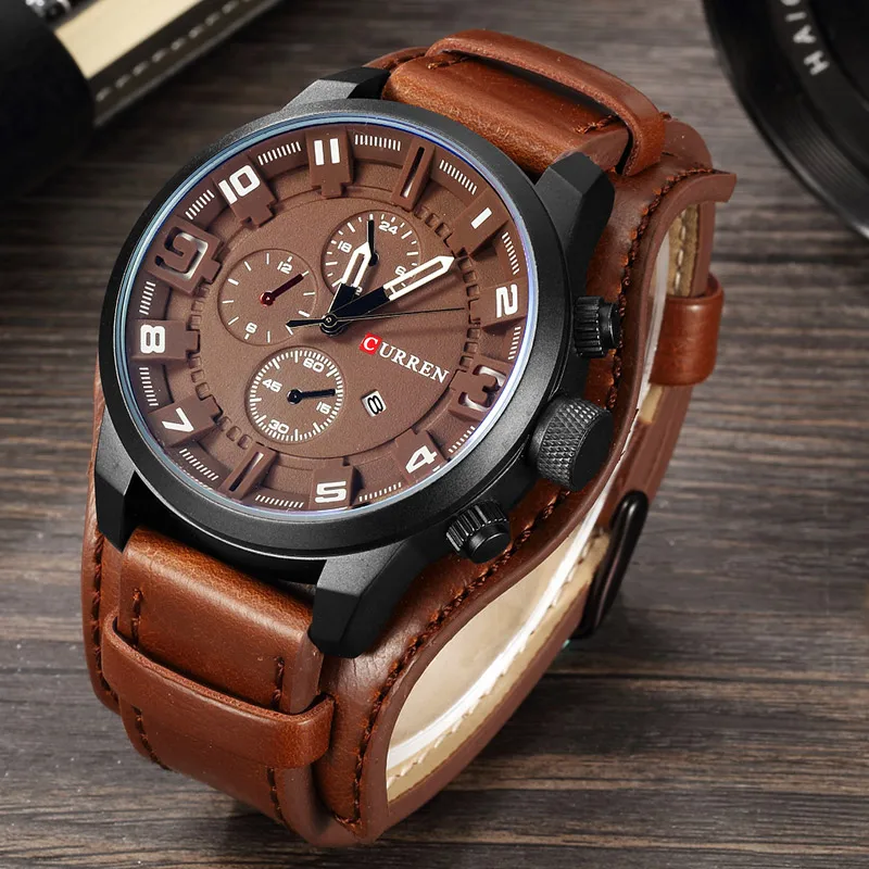 Nuevos Relojes CURREN, marca de lujo, reloj para hombre, correa de cuero, reloj de cuarzo a la moda, reloj de pulsera deportivo informal, reloj con fecha, Relojes 8225
