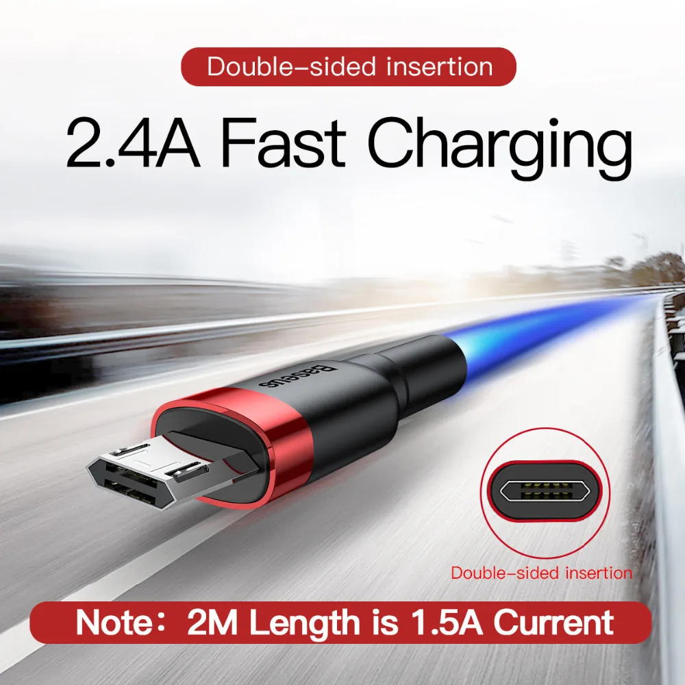Baseus USB Micro Cable de carga rápida 3.0 Cable de carga rápida para Huawei P30 Xiaomi USB-C Cable de cargador