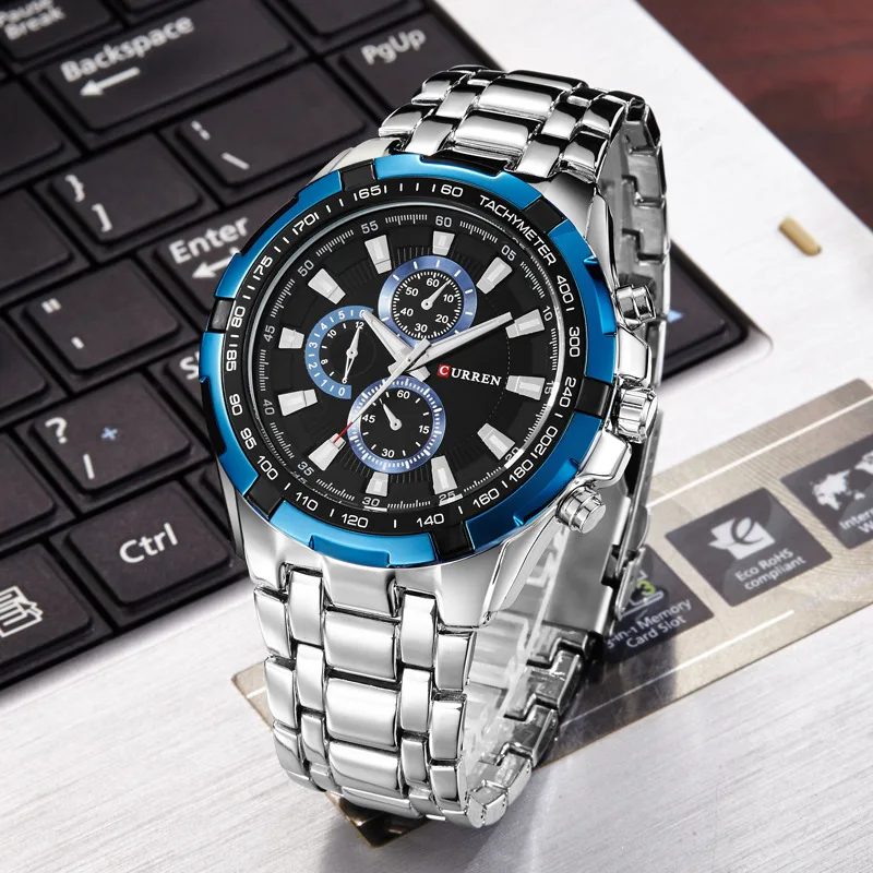 Reloj de cuarzo CURREN 8023 para hombre, relojes militares deportivos resistentes al agua, reloj de pulsera de acero inoxidable para negocios para hombre, reloj para hombre