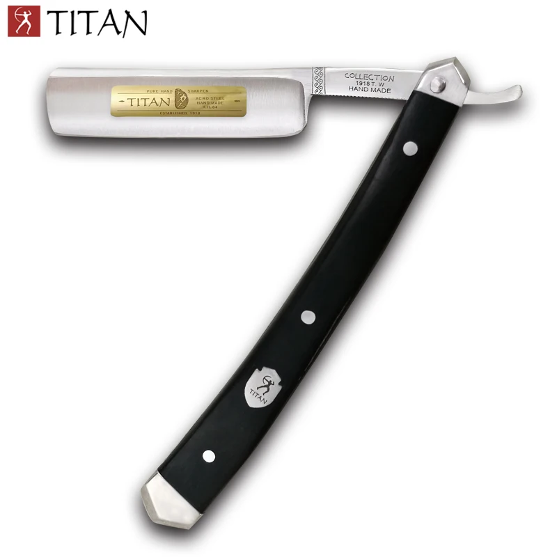 Navaja de Afeitar Titan con Mango de Madera, Hecha a Mano, Hoja de Acero Inoxidable, Afilada para Afeitar