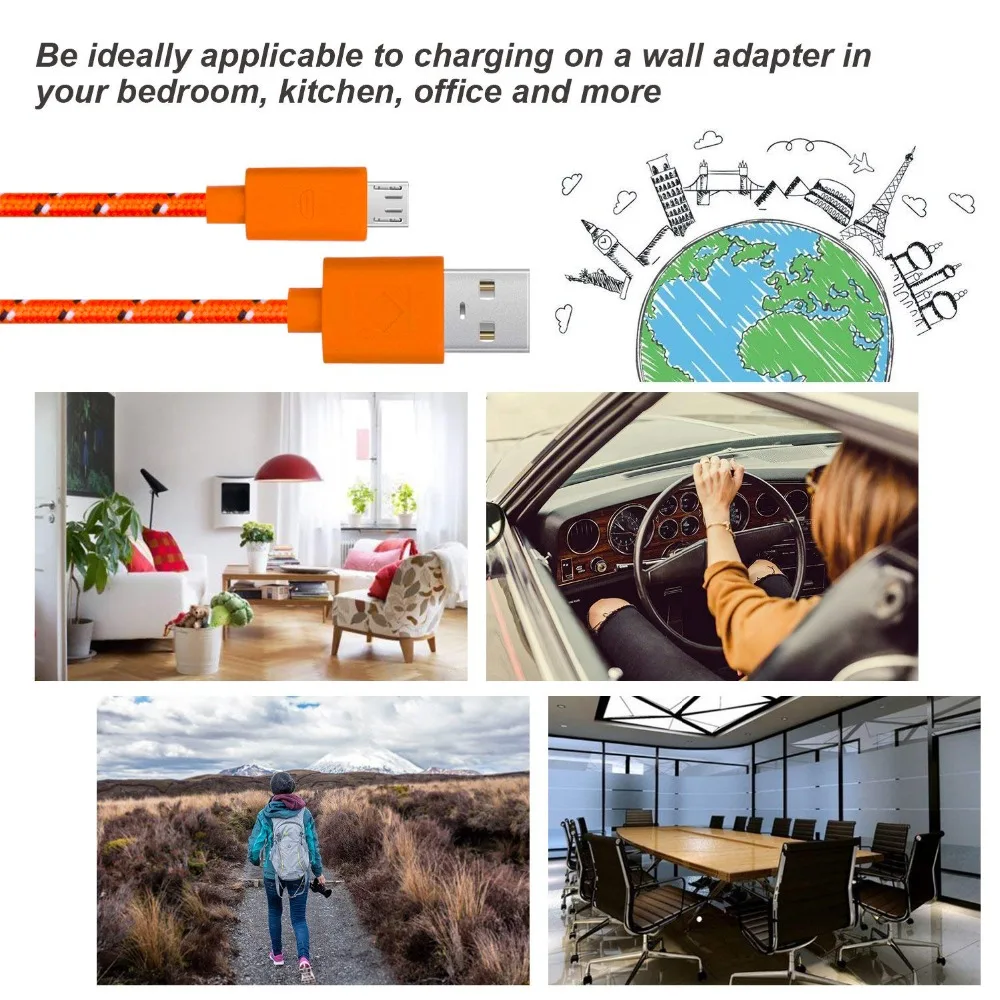 Cable Micro USB OLAF de 1M/2M/3M, Cable adaptador de cargador USB para teléfono móvil de carga rápida, Cable de sincronización de datos para Samsung, Huawei y Xiaomi