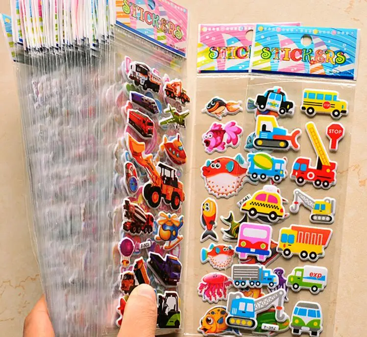 40 hojas de coches de dibujos animados, aviones, animales, princesa, pegatinas DIY, juguetes, álbum de recortes de PVC para niños, diario, cuaderno, decoración, regalos