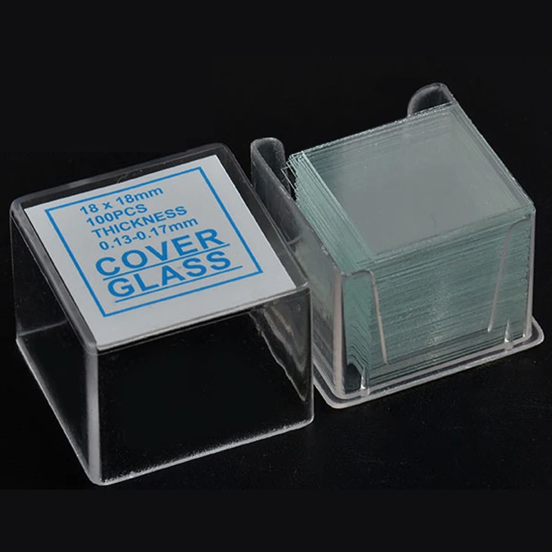 100 Unidades de Cubiertas de Vidrio Profesionales para Microscopio, Portaobjetos de Vidrio de 18x18 MM, Cubiertas para Portaobjetos de Microscopio al por Mayor