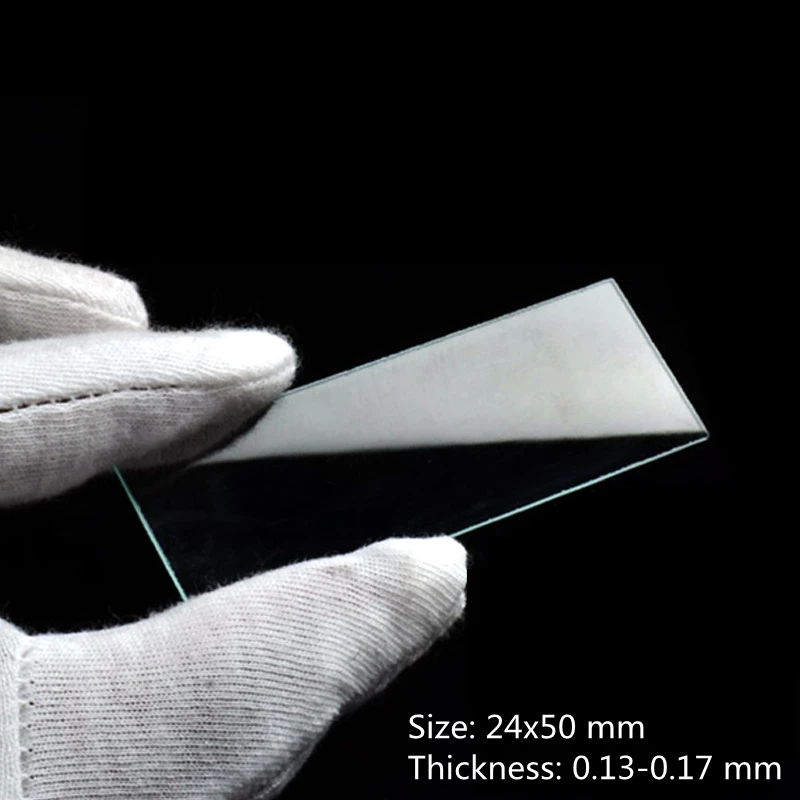 100 Unidades de Portaobjetos de Vidrio para Microscopio de 24x50 mm, Portaobjetos en Blanco, Accesorios para Microscopio, Grosor de 0.13-0.17 mm