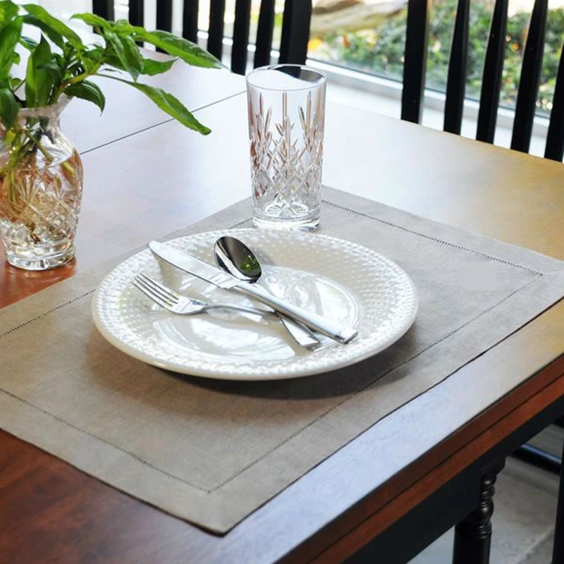 Servilletas blancas de 12 piezas, servilleta de cóctel con dobladillo para fiesta, boda, mantel, servilletas de lino, tela de algodón, servilleta para cena