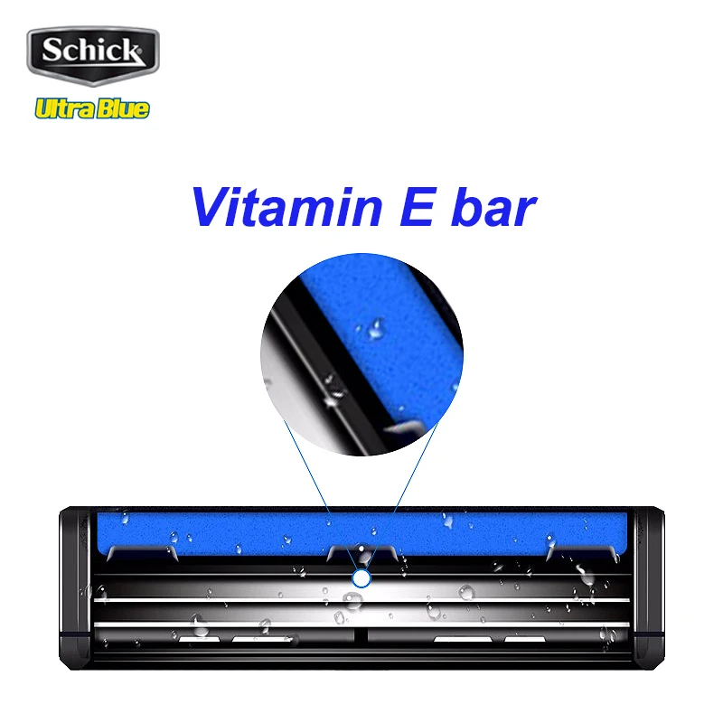 1 maquinilla de afeitar 17 hojas/juego Original Schick Ultra azul Kit de cuchillas de afeitar hombre barba afeitadora de pelo vitamina E fácil de limpiar envío gratis