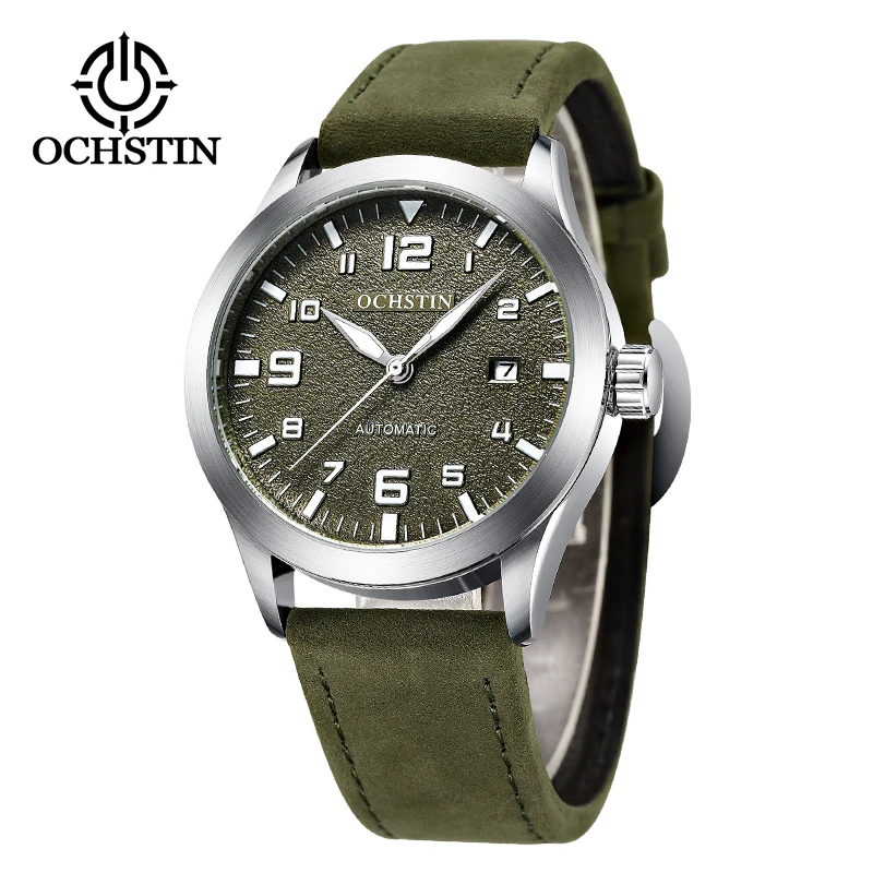 OCHSTIN, relojes de pulsera de piloto mecánico para hombre, reloj mecánico de cuero de lujo con cuerda automática para hombre, reloj Masculino con fecha automática, regalo para hombre