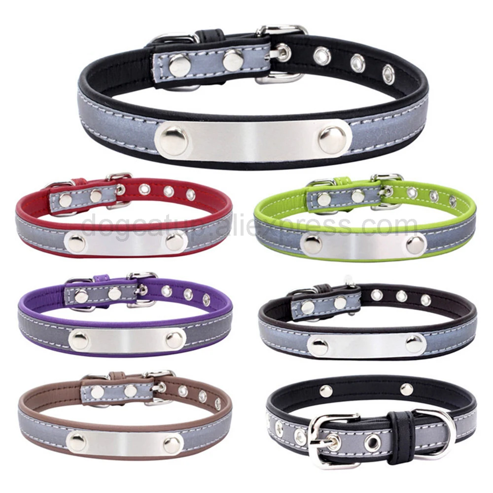 Collar reflectante grabado para perros, collares personalizados para mascotas, etiqueta de identificación para gatos, para mascotas pequeñas, medianas y grandes, nombre, número de teléfono, cadenas, regalo para perros