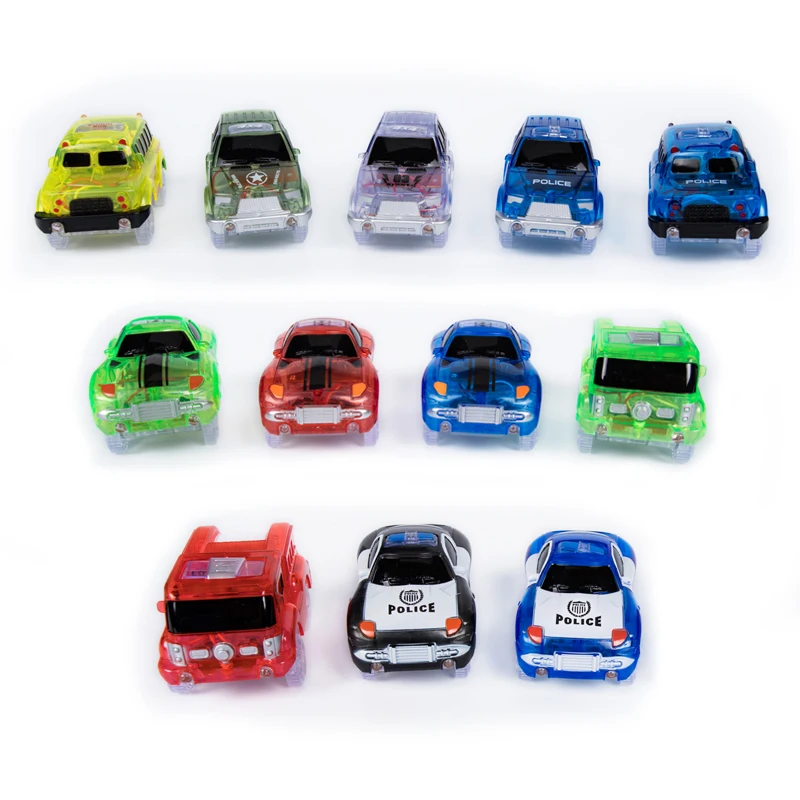 Pista de carreras mágica brillante, vehículo de juguete, luz LED, electrónica, pistas de coches, piezas de juguete, coche para niños, niñas, regalo de cumpleaños