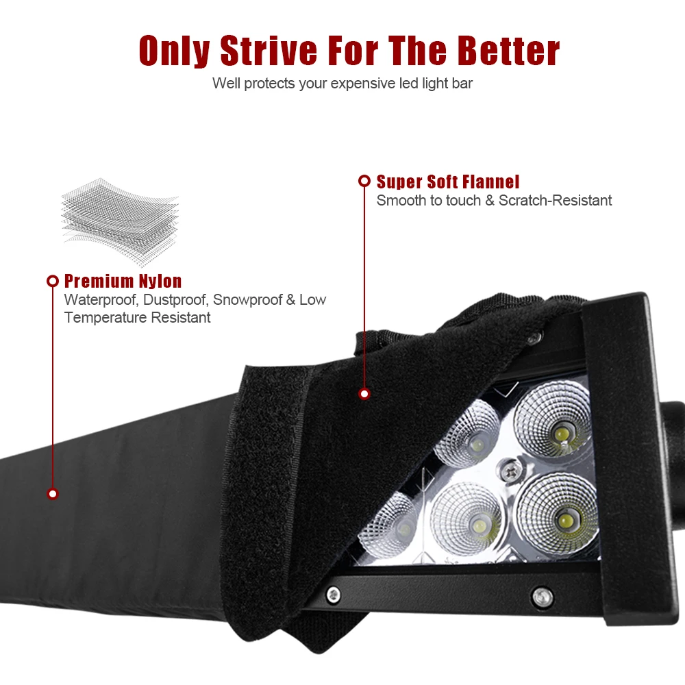 MICTUNING-funda de nailon para coche, accesorio Universal de 22, 32, 42 y 52 pulgadas, barra de luz LED curvada recta, Premium