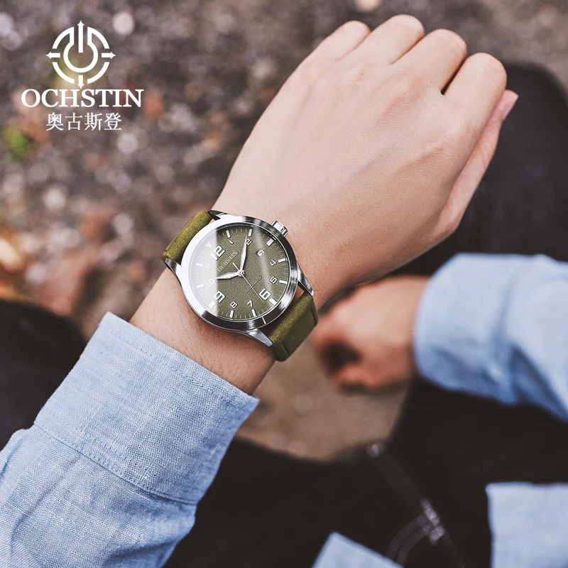 OCHSTIN, relojes de pulsera de piloto mecánico para hombre, reloj mecánico de cuero de lujo con cuerda automática para hombre, reloj Masculino con fecha automática, regalo para hombre