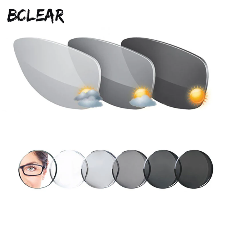 BCLEAR1.61 lentes fotocromáticas graduadas asféricas gafas de sol lente de visión única camaleón al aire libre gris marrón miopía astigmatismo