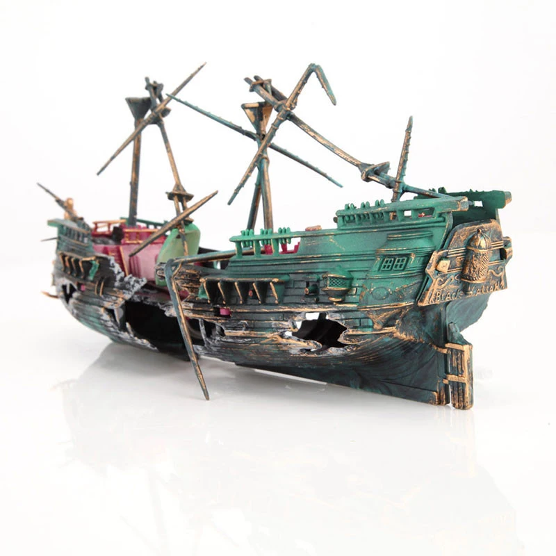 Adorno de acuario Artificial, dispositivo aeróbico de aire, decoración dividida, naufragio, barco de vela, barco hundido, tanque de peces, decoración de acuario