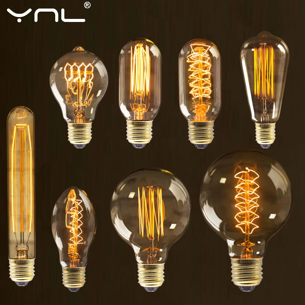Bombilla Retro Vintage Edison E27 40w 220v ampolla bombilla Vintage lámpara Edison filamento bombilla incandescente lámpara Retro decoración interior