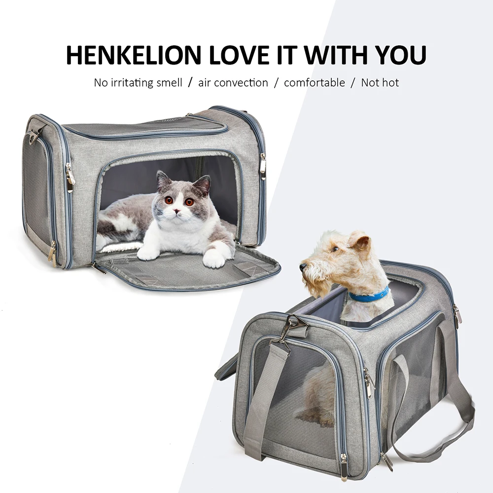 Bolsa transportadora para perros, mochila lateral suave, transportadores para mascotas y gatos, bolsas de viaje para perros, transporte aprobado por aerolínea para perros pequeños y gatos salientes