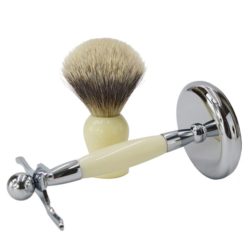 Soporte de Metal Blanco para Brocha de Afeitar y Maquinilla de Afeitar Dscosmetic