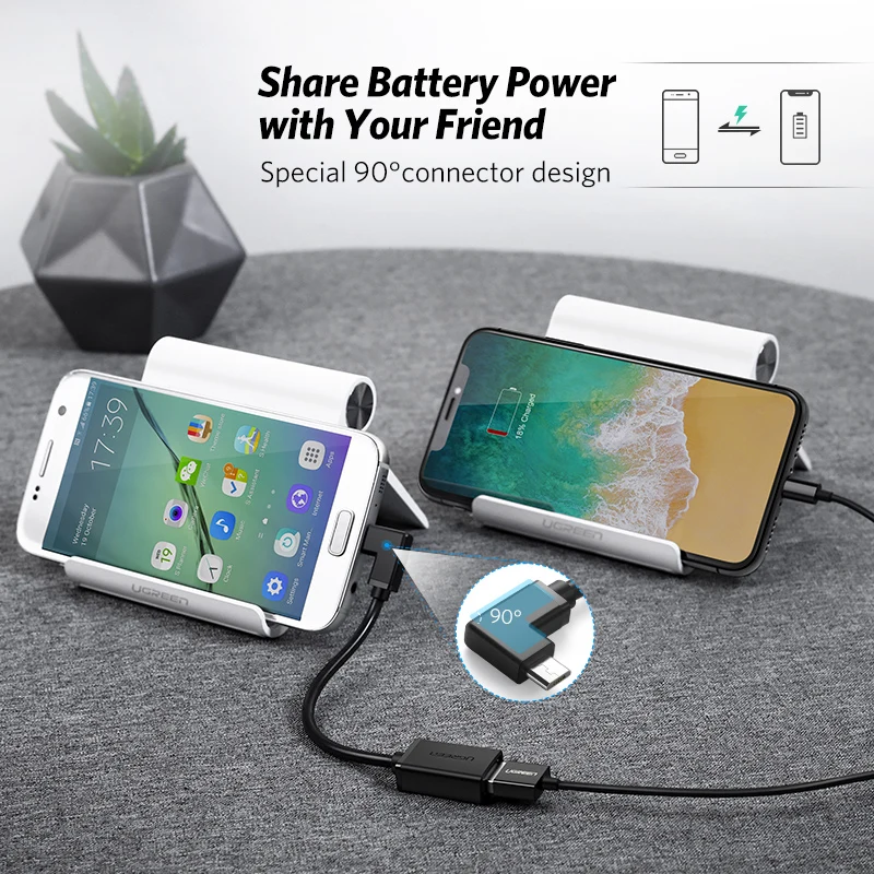 Ugreen-Adaptador de Cable microusb OTG para móvil, Conector Micro USB 2,0 para Xiaomi Redmi Note 5, Samsung S6, tableta, Android