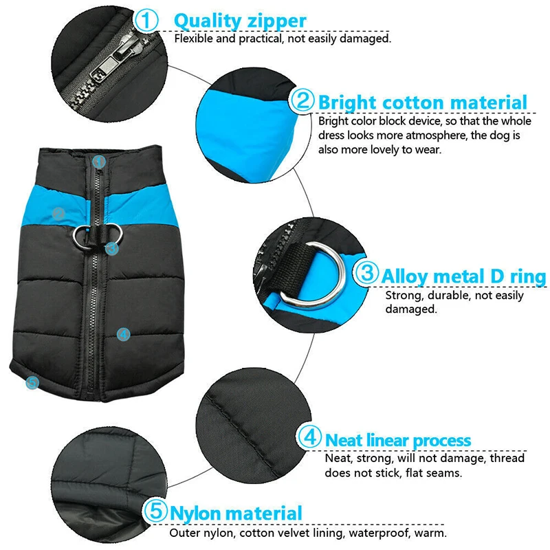 Chaleco cálido de invierno para perros, chaqueta de S-7XL, ropa para mascotas para perros pequeños, medianos y grandes, Doberman, pastor alemán, galgo, ropa para mascotas