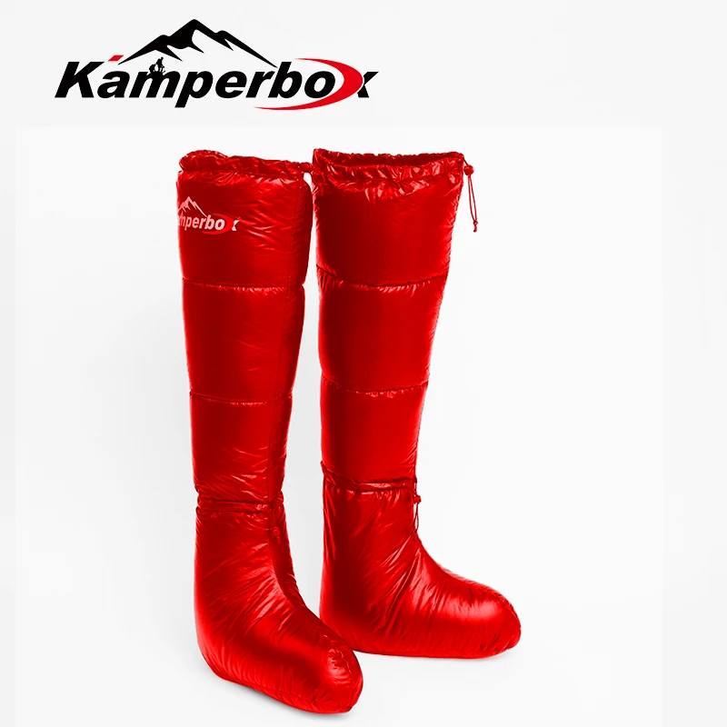 Botines de plumón para acampar, botas de dormir, saco de dormir, botín