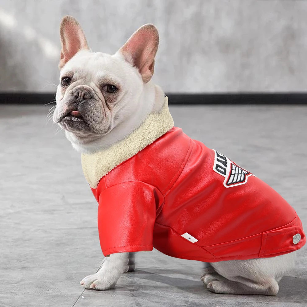 Cool Dog chaqueta de cuero abrigo cálido invierno ropa para mascotas traje Bulldog Francés ropa abrigos para perros pequeños medianos