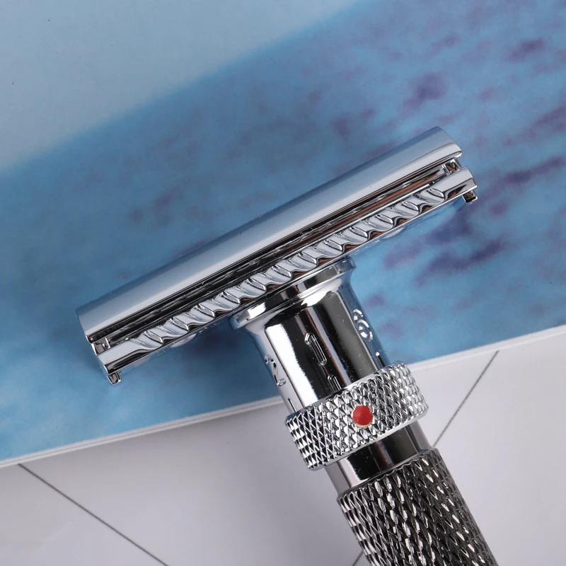 Yaqi-maquinilla de afeitar de seguridad ajustable para hombre, color cromo y bronce, corte final