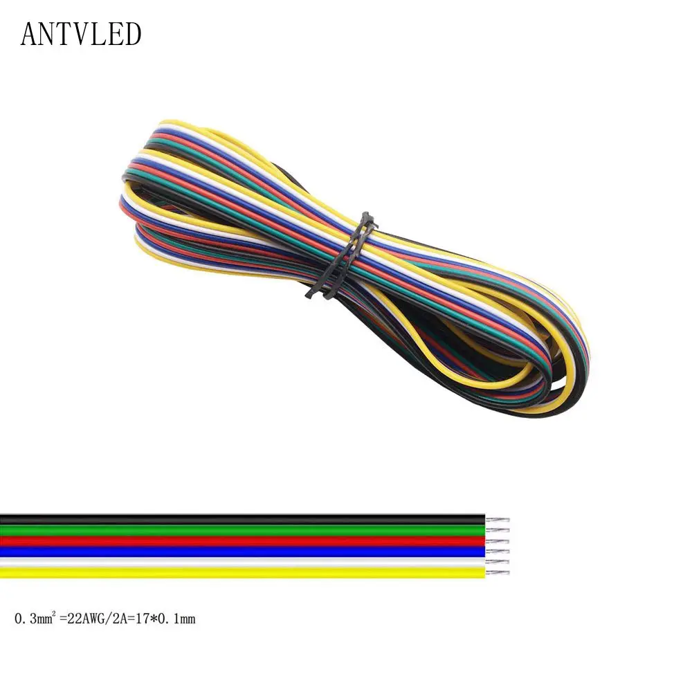 Cable de alambre Led de 5m/10m/50m/100m 22AWG 2 pines/3 pines/4 pines/5 pines/6 pines para tira de luz LED WS2812B WS2811 5050 2835 5730
