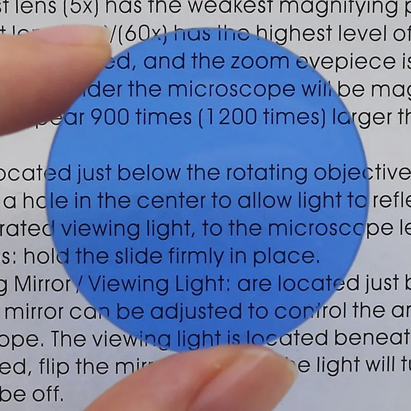 Filtro de Color azul para microscopio profesional 45 42 35 32 mm para accesorios de piezas de microscopio biológico óptico