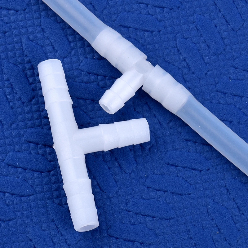 Conector en T de PE blanco, adaptador de tanque de Acuario, manguera de bomba de aire, juntas de Pagoda, conectores de tubería de agua de riego de jardín, 5 ~ 200 piezas, 4 ~ 13mm