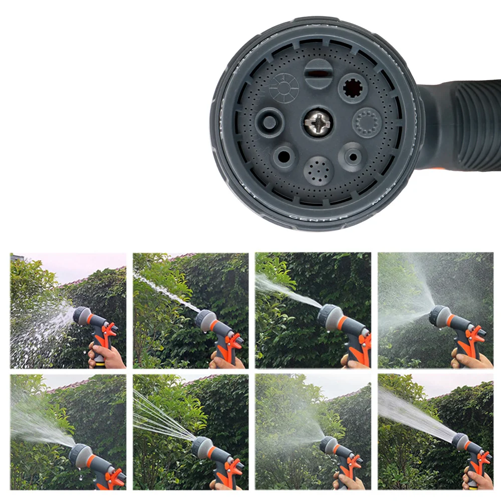 Riego por pulverización de césped, 8 modos de pulverización, herramientas de jardín para lavado de jardín, herramienta de agua de alta presión para coche, boquilla de rociador de manguera ajustable
