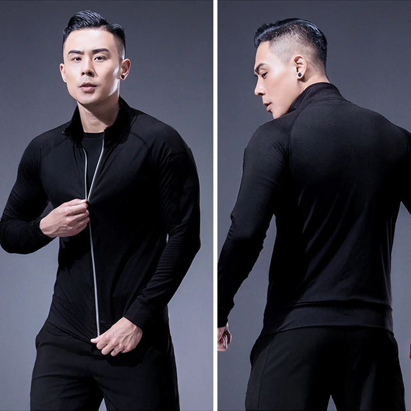 Chaqueta de entrenamiento para correr para hombre, abrigo de entrenamiento con cremallera, ropa deportiva, manga larga, sudadera para correr, ropa de gimnasio, equipo de fitness