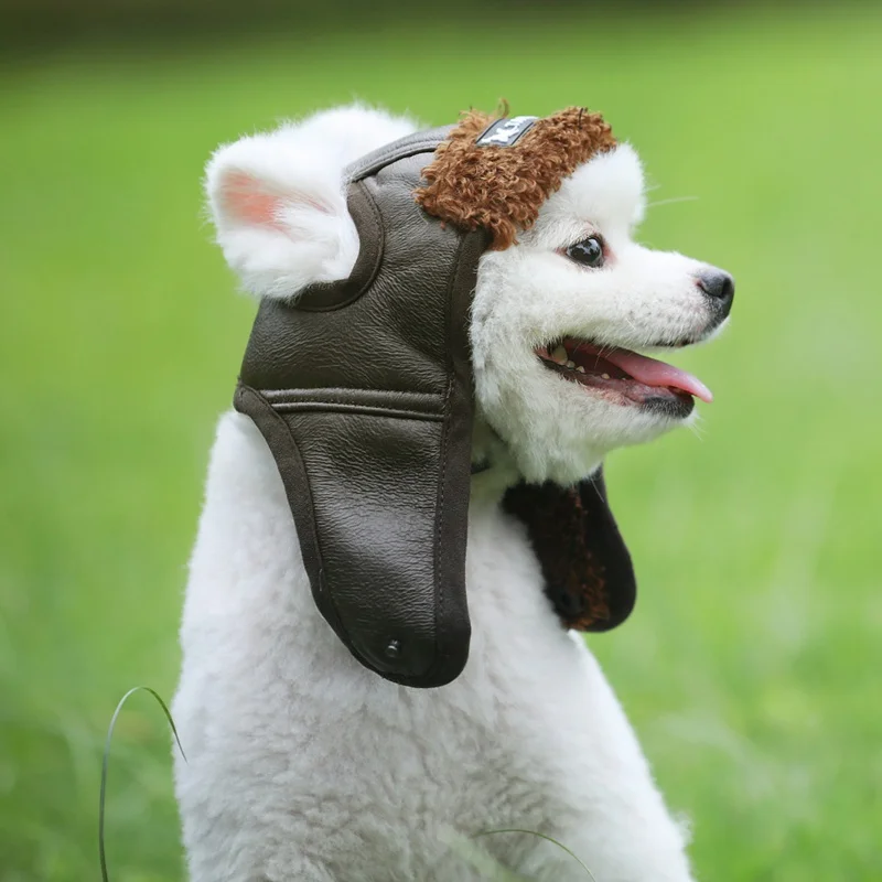 NONOR-Sombrero de piloto para perro, gorro de cuero para perro mascota, sombreros para cachorros grandes, divertido sombrero para perro mascota, regalo de Navidad para perro, S-2XL