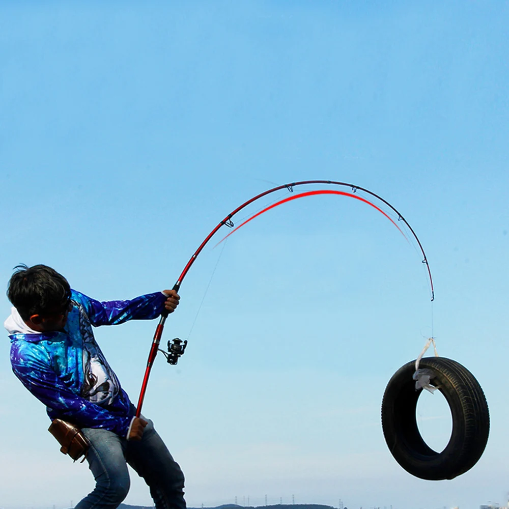 Caña de pescar de fibra de alto carbono, potencia máxima de 30kg, 1,8 m, 2,1 m, 2,4 m, caña de pescar de Jigging lento para barco de mar, 3 secciones, agua salada del océano