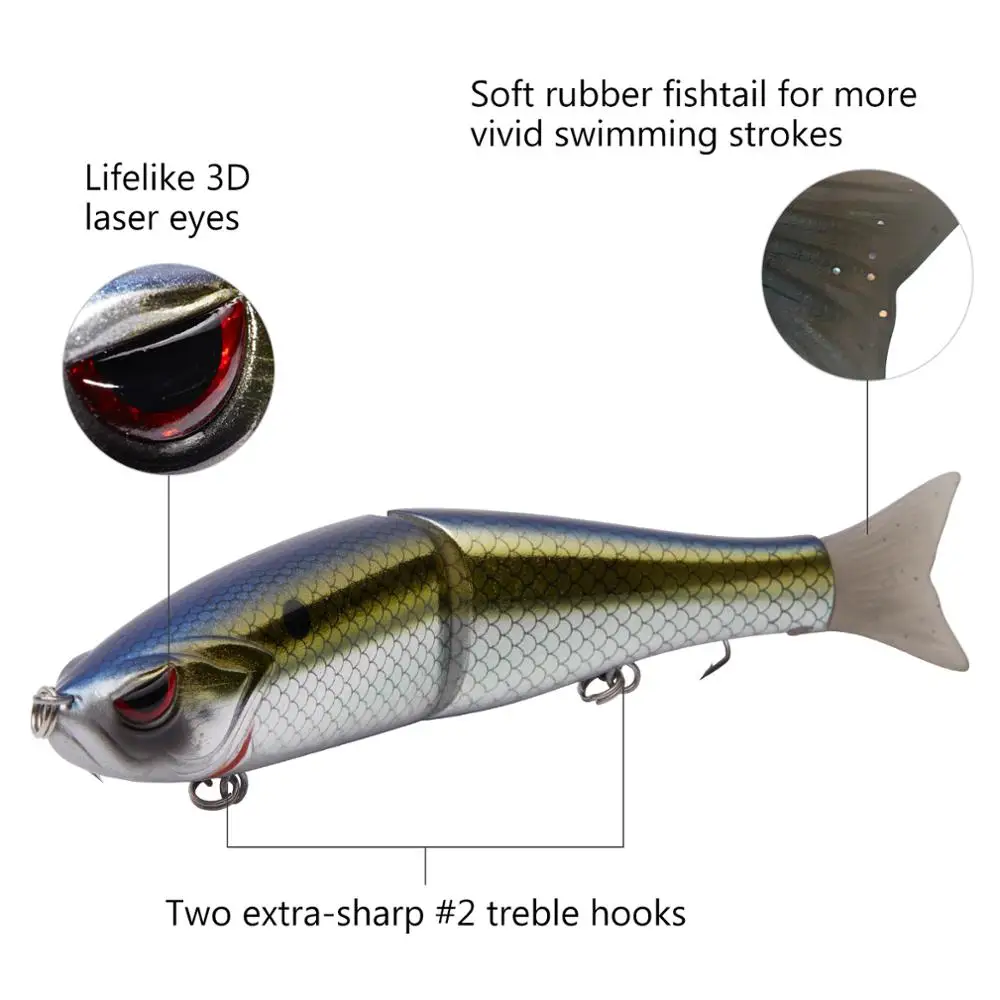 Bassdash Swimbaits señuelo de pesca de lubina, cebo duro para lubina, Lucio, trucha, Glide, 17,8 cm/62,5g, 11,5 cm/18,4g, paquete de 3