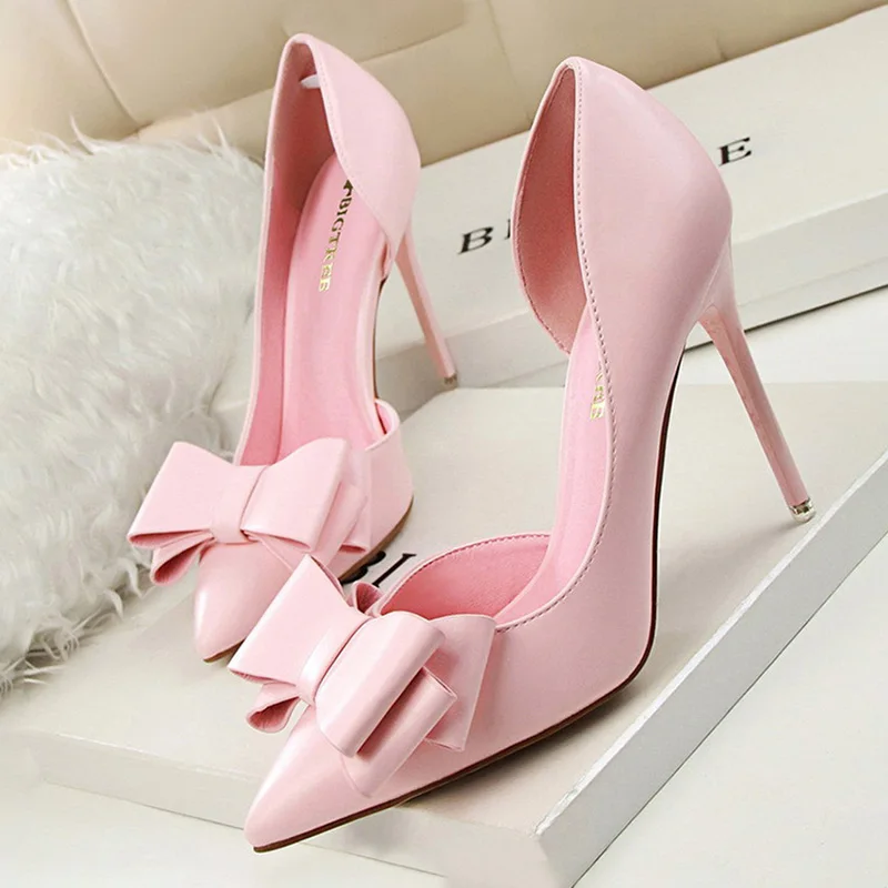 Zapatos BIGTREE, zapatos de tacón alto a la moda para mujer, zapatos negros, rosas y amarillos, zapatos de boda para mujer, zapatos de fiesta de aguja para mujer