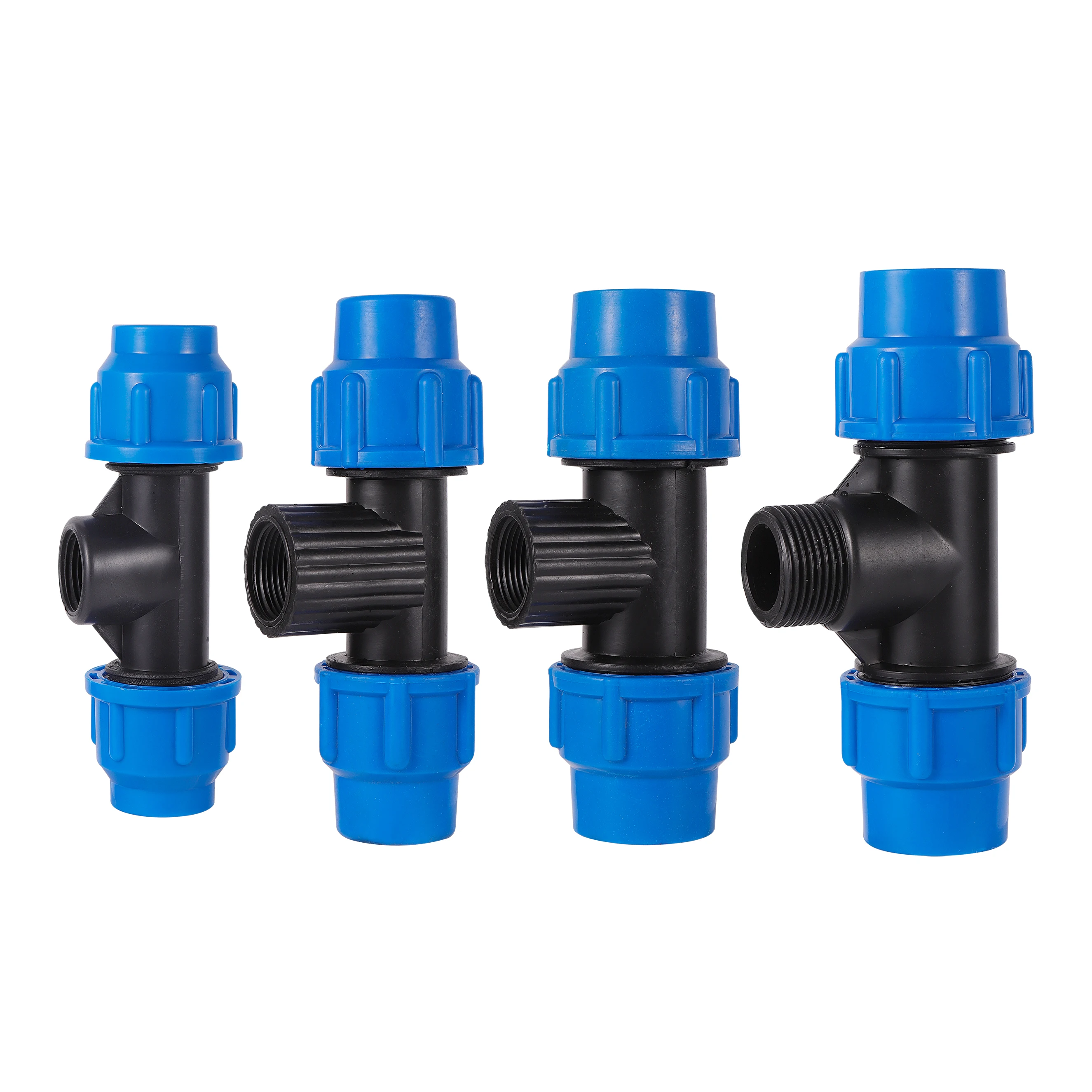 1 unidad de 1/2 "3/4" 1 "a 20mm 25mm 32mm tubo de PE bloqueado en T jardín microirrigación aspersor riego PE tubo conexión rápida Tee