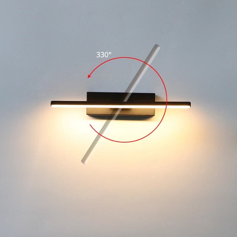 Aplique de pared para cabecera de dormitorio 330 °   Lámpara de pared LED para interiores con ángulo de luz ajustable giratorio, accesorio de iluminación Simple, AC90-260V de aluminio
