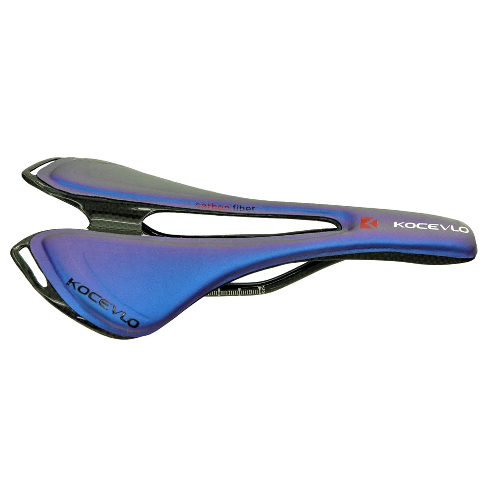 KOCEVLO-sillín de bicicleta de montaña, fibra de carbono + cuero, cojín para asiento, decoloración de bicicleta de carbono, piezas de ciclismo