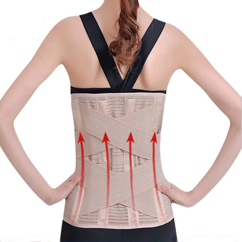 Cinturón lumbosacro cruzado de doble tirón, soporte Lumbar grande para la espalda, alivio del dolor de espalda, disco herniado