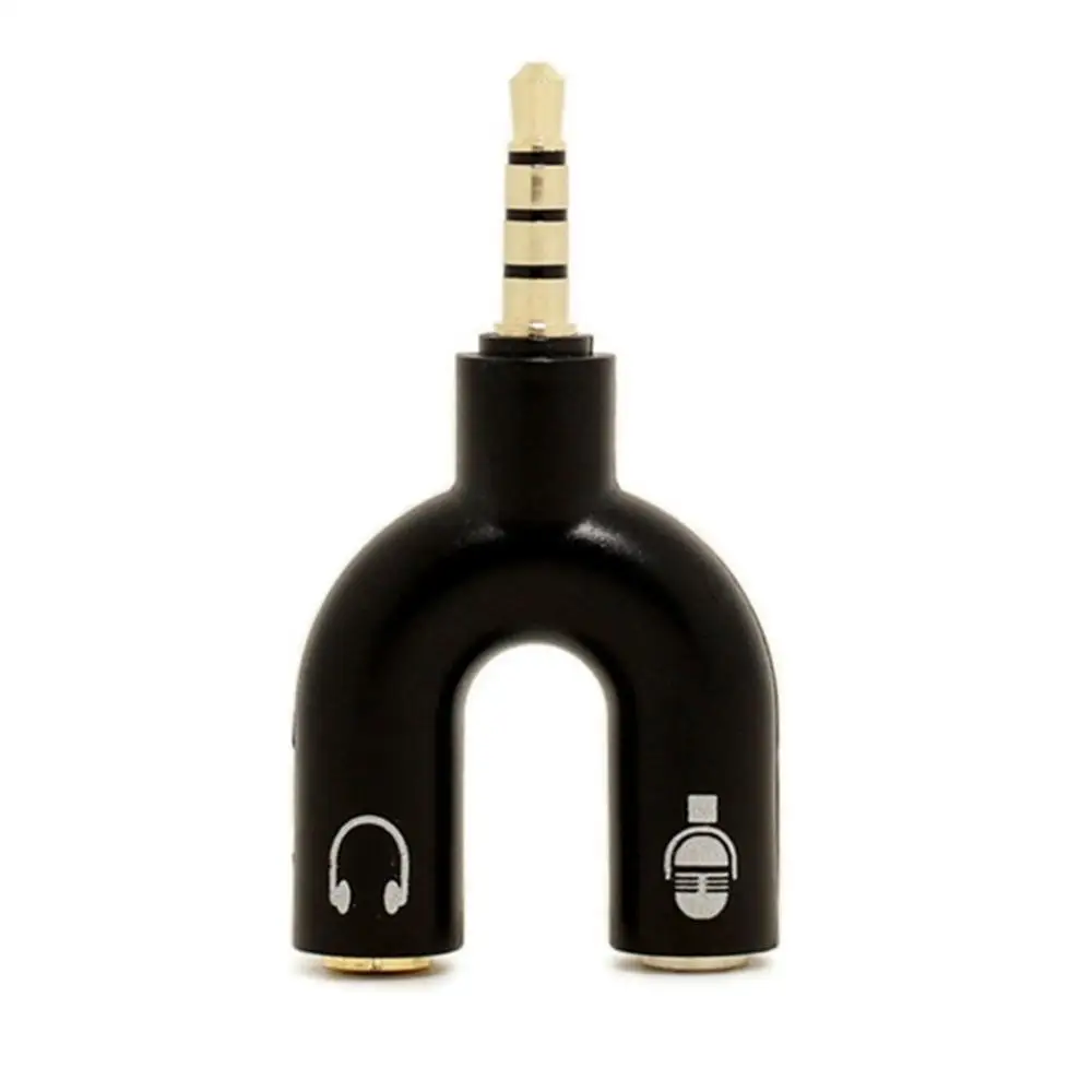 1 pieza de adaptador doble en forma de U de 3,5mm, enchufe para auriculares, Cable de Audio, divisor de micrófono, conector giratorio 2 en 1, adaptador de enchufe