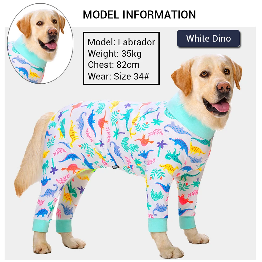 Ropa para perros, pijamas para perros medianos y grandes, mono suave y acogedor para perros, traje de recuperación para mascotas con vientre cubierto completo para niñas y niños, cortable