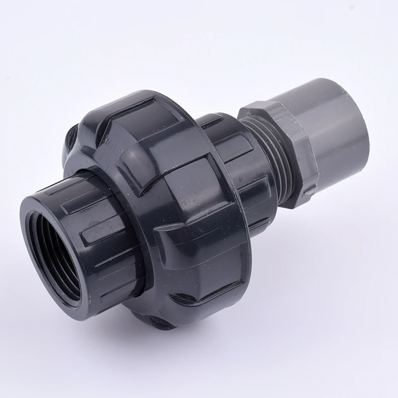 Conector de tubería de agua de unión de doble rosca hembra UPVC, accesorios de riego de plantas de jardín, alta calidad, 1/2 "-2"