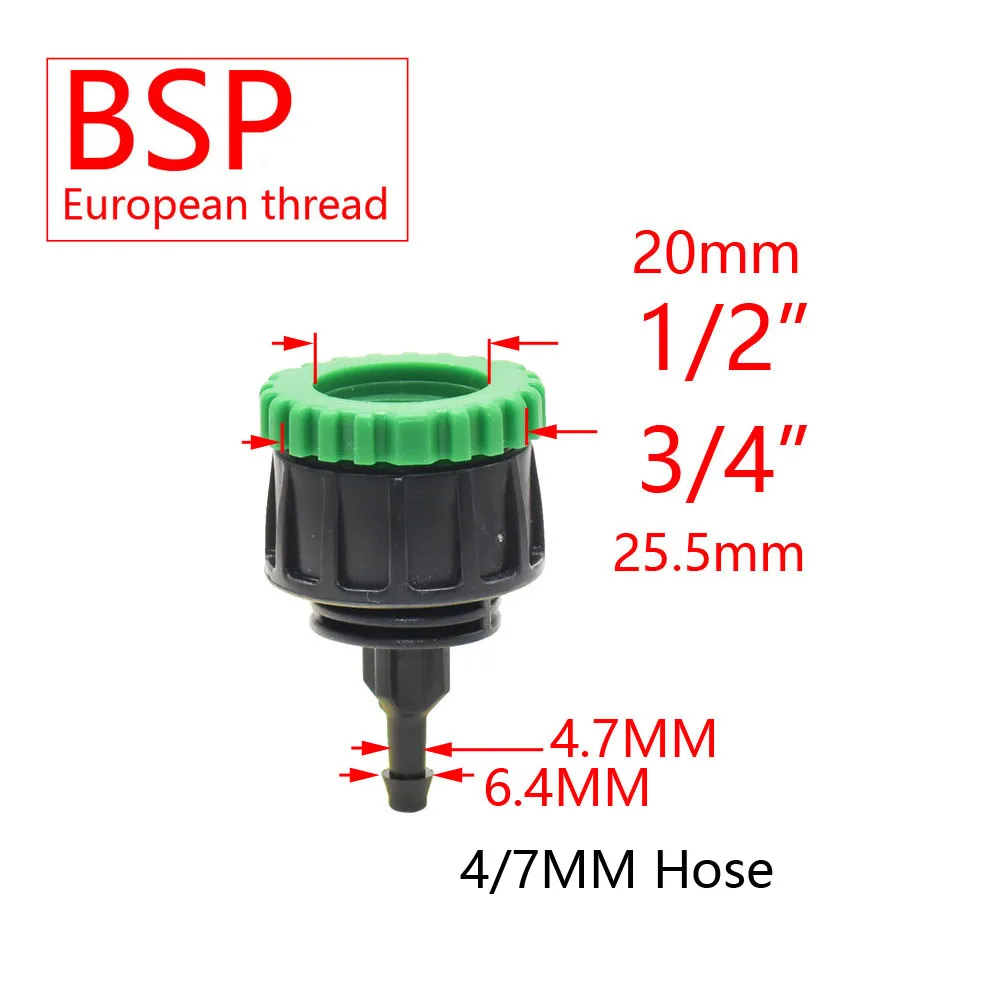 Grifo de jardín, conector rápido de manguera de 1/4 ", 4/7 8/11 16mm, junta de tubería de agua con púas, adaptador de riego por goteo de rosca macho hembra de 1/2" 1" 3/4"