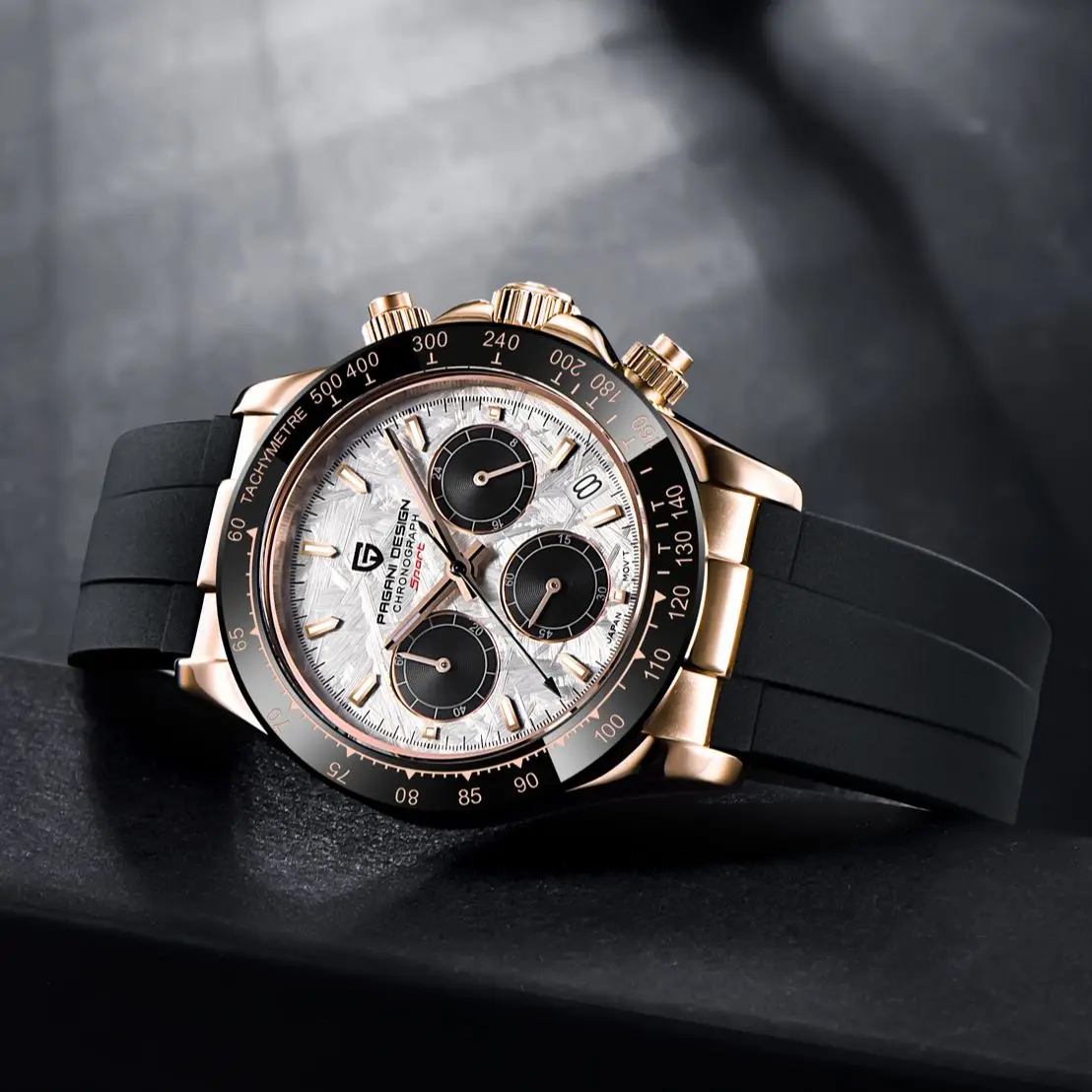 PAGANI DESIGN 2026 NUEVO 1664 Reloj de Hombre con Esfera de Meteorito, Reloj de Cuarzo de Lujo con Zafiro para Hombre, Cronógrafo Deportivo, Reloj Hombre