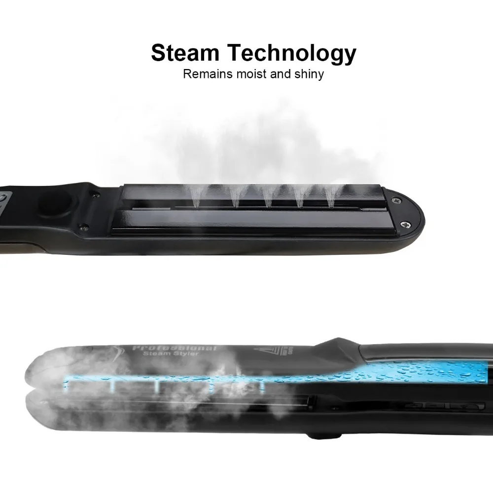 Alisador de pelo a Vapor de cerámica profesional, plancha plana de Vapor de 450 ℉, tratamiento de aceite de argán de calor rápido, herramientas para el cuidado del cabello