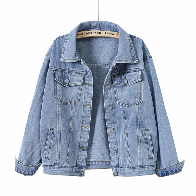 Abrigo vaquero liso corto para mujer, chaqueta vaquera holgada para primavera y otoño, prendas de vestir informales para estudiantes moradas, blanco, rosa, amarillo, rojo y negro