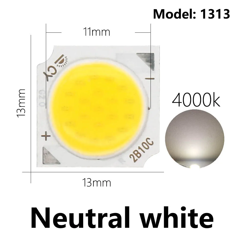 10 unidades de chips LED COB de 3W/5W/7W/10W, fuente de luz LED de 13mm para bombillas LED, lámparas, focos, luces empotradas y diodos LED