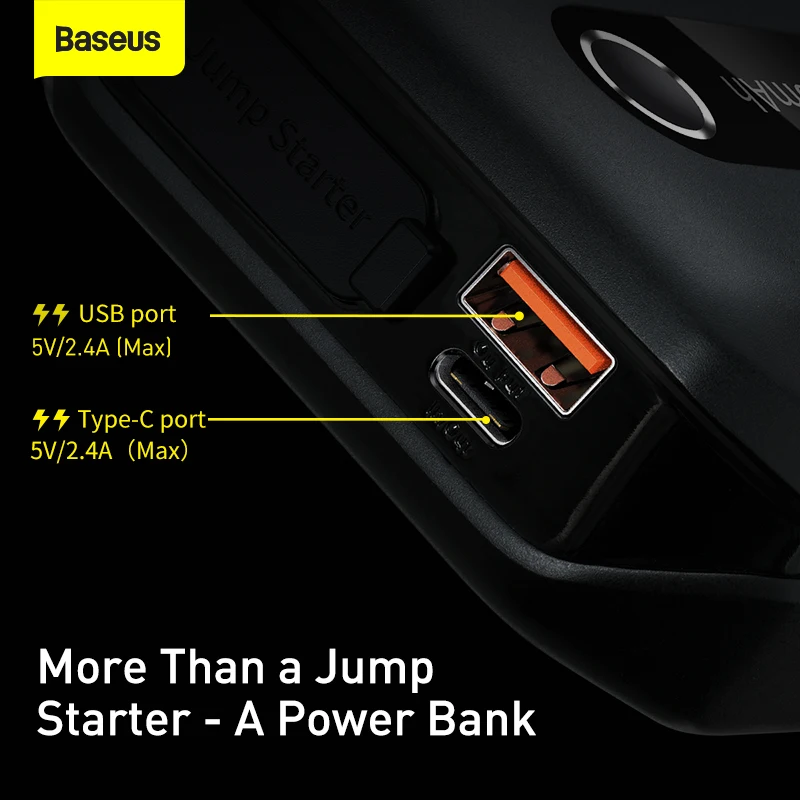 Baseus-arrancador de batería de coche, dispositivo de arranque, 1000A, Buster automático, refuerzo de emergencia, 12V, banco de energía de arranque de batería de coche, 10000mAh