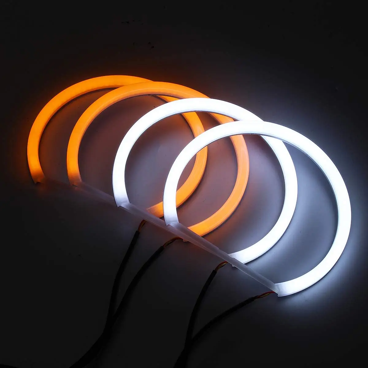 Nuevo 131mm x4 algodón claro blanco ámbar Angel Eye Halo Ring DRL para BMW E36 E38 E39 e46 luces de coche