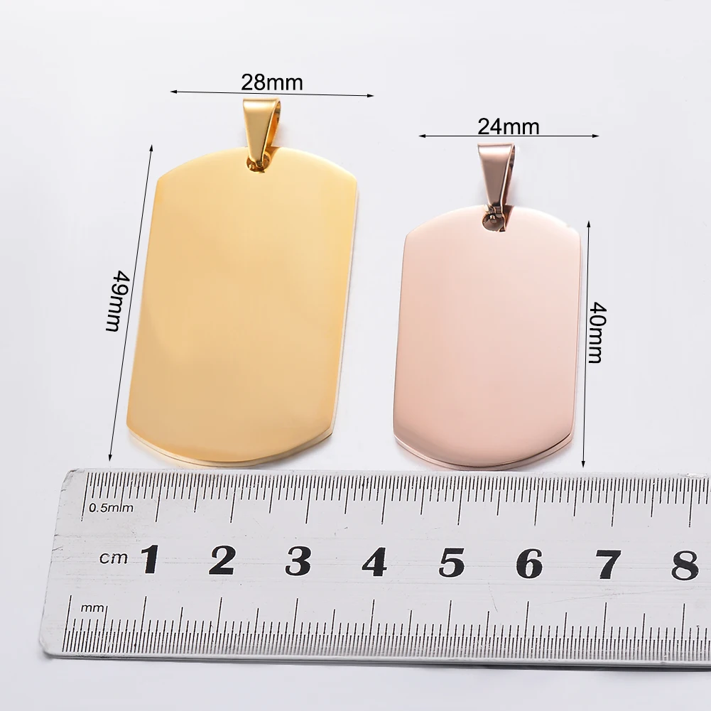 10 Uds. Venta al por mayor de acero inoxidable estilo militar del ejército ID etiquetas de perro en blanco colgante collar con dije de rectángulo accesorios de joyería (7 colores)